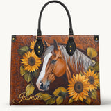Westavelle Personalized Sunflower Horse Grace Leather Bag