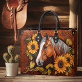 Westavelle Personalized Sunflower Horse Grace Leather Bag