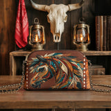 Westavelle Tribal Horse Majesty Leather Crossbody Bag