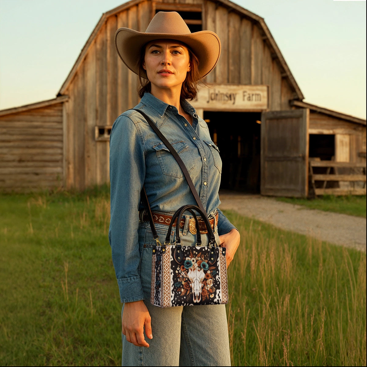 Westavelle Floral Longhorn Spirit Leather Bag