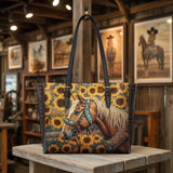Westavelle Golden Horse & Sun Leather Tote Bag