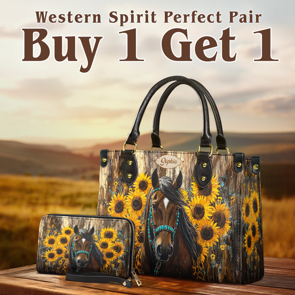 Westavelle Personalized Sunflower Horseheart Leather Bag